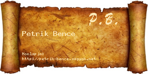 Petrik Bence névjegykártya